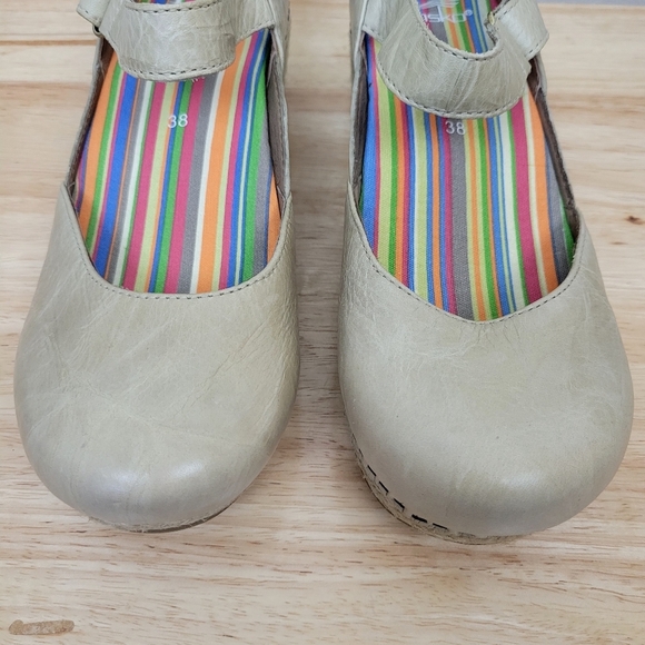 Dansko Sand Dollar Jute Mary Jane Leather Clog Size 7.5-8 Wedge Platform Comfort - Picture 4 of 15